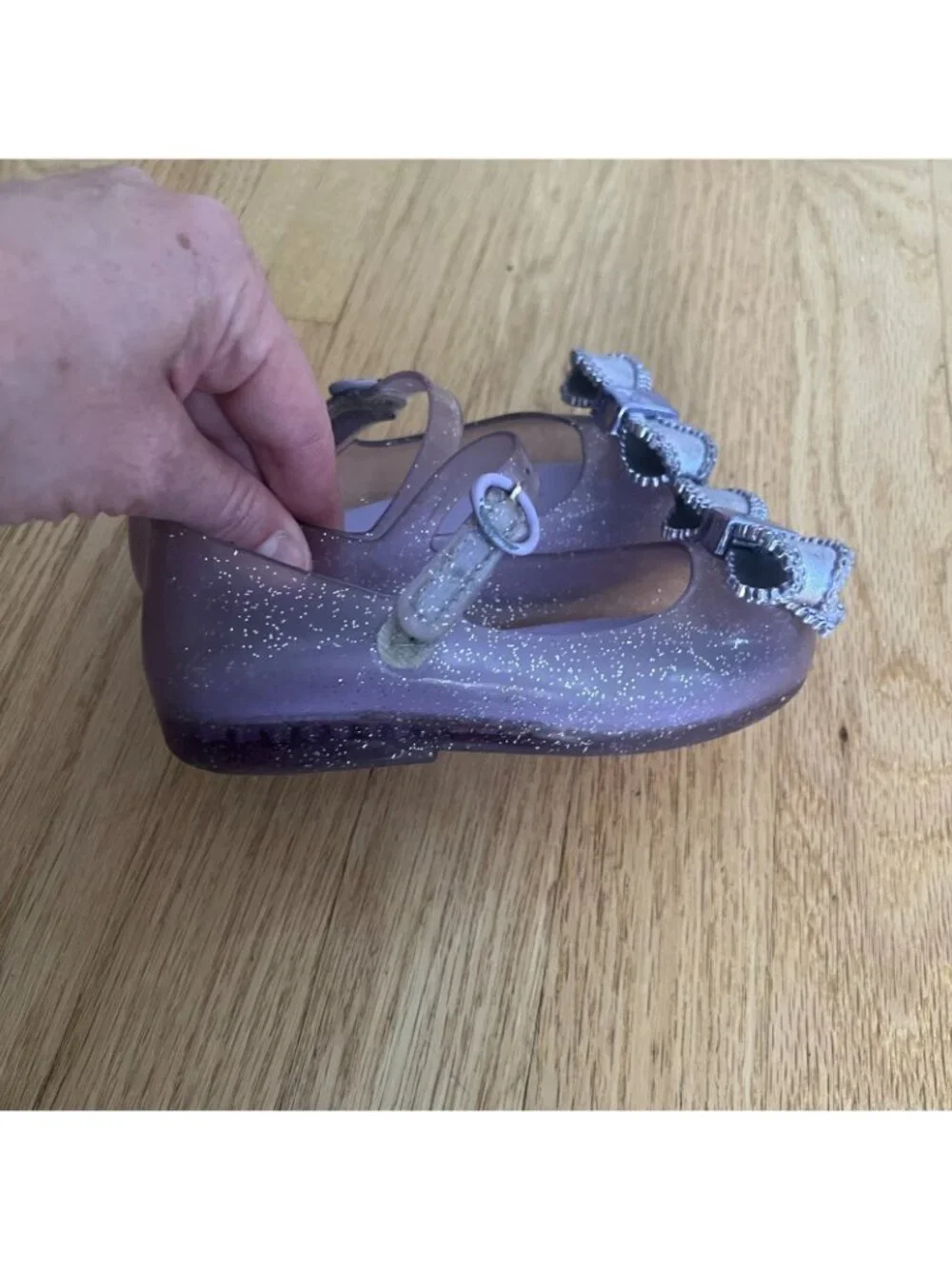 Mini Melissa Sweet Love Mary Jane Flat Lilac/Metallic Violet Toddler Size 9